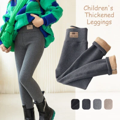 Girl Winter Leggings Children Thick Fleece Lined Pants Thermal Trouser Elastic - Image 1 of 4