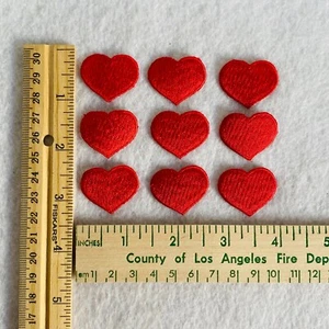 Red Hears Iron-On Embellishment Applique Patches Set of 9 - Picture 1 of 3