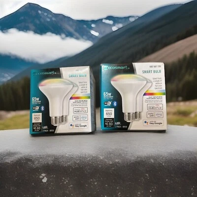 (4 BULBS) EcoSmart Smart Light Bulb 65w BR30 LED Wifi/Bluetooth Alexa Google New - Image 1 of 3