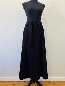 French Connection Size 14 Long Maxi Skirt W Belt Pleated Black Colour - Picture 1 of 8