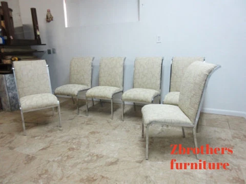 6 Vintage Design Institute Of America Chrome Square Stock Dining Room Side Chair Cover