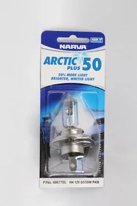 Narva 48677BL H4 Head Light Globe 12V 60/55W Arctic Blue Plus 50% More Light - Picture 1 of 4