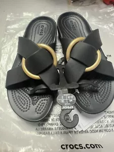 Sandalias Crocs Serena para mujer negras banda cruzada deslizables EE. UU. 4 NUEVAS - Imagen 1 de 4
