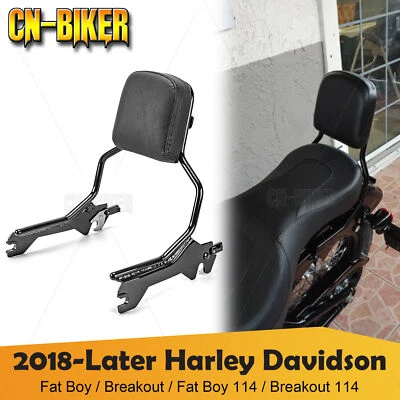 Detachable Passenger Sissy bar Backrest Pad For Harley Fat Boy Breakout 2018+ - Image 1 of 4