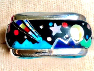 IMPRESIONANTE Anillo NASA Pesado Brillante Ópalo Rojo Negro Esterlina Cometa Turquesa 9.75 T Foto 1 de 4