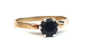 Classy Retro 9ct Gold Solitaire Engagement/Dress Ring w Dark Sapphire Q/8½ 2.4g - Picture 1 of 22