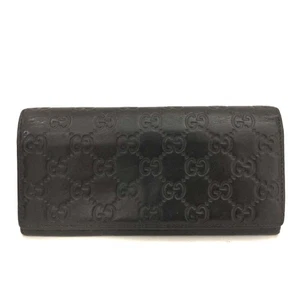GUCCI Ssima GG Logo Leather Long Bifold Wallet Black/8BG0086 - Picture 1 of 8
