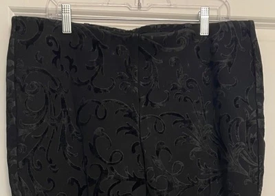 Chicos Womens Size 3 ( XL 16-18) Pull-On Black Ankle Pants Flocked Brocade - Image 1 of 4