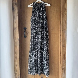 H&M Animal Print Sleeveless Maxi Dress Size Small Keyhole Neck Lined Black - Picture 1 of 11
