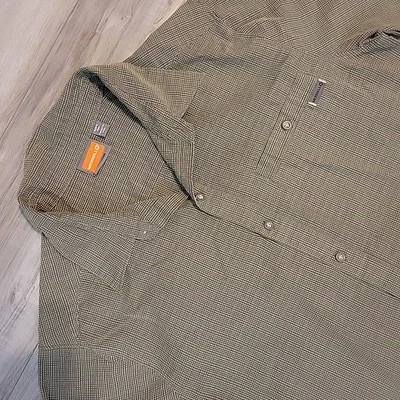 Merrell Shirt Mens Large Green Gray Check Short Sleeve Button Front Lightweight - Image 1 of 4