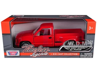1992 GMC SIERRA GT PICKUP RED 1/24 DIECAST MODEL CAR BY MOTORMAX 73204 - Image 1 of 4