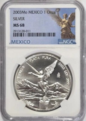 2003 Mexico Libertad 1 Oz. Silver Coin - NGC MS68 - Image 1 of 2