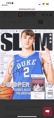 Revista Cooper Flagg firmada 11x14 Auto Duke Slam firmada novato de la NBA certificado de autenticidad JSA Foto 1 de 2