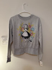 Disney Alice In Wonderland Women’s Ruffle Sweatshirt Size M NWT - Picture 1 of 4