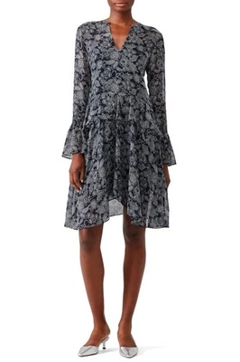 Vestido de seda 10 Crosby Derek Lam azul marino/blanco medianoche jardín talla 6 Foto 1 de 4