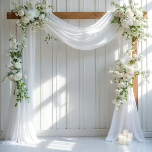 Wedding Arch Draping Fabric, 1 Panel 28" x 19Ft White Wedding Arch Drapes She... - Picture 1 of 7