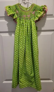 Mom & Me Girls Flamingo Palm Trees Smocked Polka Dot Dress sz. 6 - Picture 1 of 6