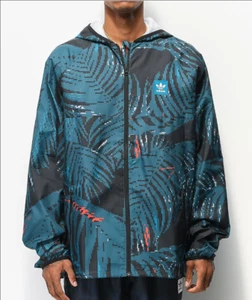 adidas Originals Allover Tropical Print Wind Men Jacket Teal EC7327 Medium - Picture 1 of 3