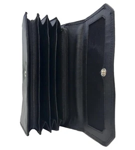 Portefeuille Femmes Paul.hide Cuir Souple Porte Monnaie Carte Main Noir - Foto 1 di 4