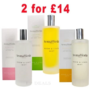 AROMA WORKS LONDON PURE AROMATHERAPY ROOM & LINEN MIST 100ML PURE ESSENTIAL OIL - Picture 1 of 4