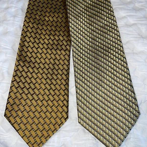 Lot of 2 Vintage Matrix by Format 100% Silk Neck Tie - 60” Long 4” Wide EUC Gold - Picture 1 of 5
