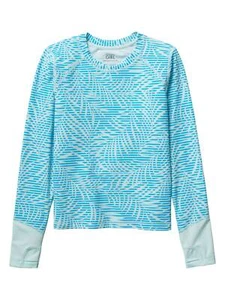 Athleta Girl Long Sleeve Rashguard XS 6 Turquoise Palm - Picture 1 of 2