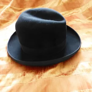 1863 A.Breiter HUCKEL Derby 1799 man black BOWLER HAT Vintage Black Fur Felt - Picture 1 of 12