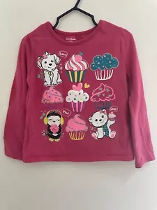 Garanimals Toddler Girls Glitter Animals Cupcakes Long Sleeve Shirt Hot Pink 4T - Picture 1 of 5