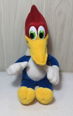 Woody 啄木鸟复古毛绒坐绿色眼睛磨损 — 第 1/4 张图片