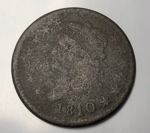 1810/9 Large Cent Us Copper Coin Classic Head G GOOD Overdate Variety - Picture 1 of 2