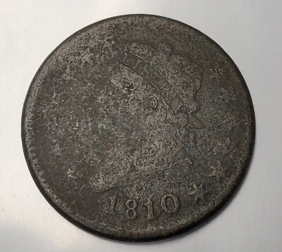 1810/9 Large Cent Us Copper Coin Classic Head G GOOD Overdate Variety  - Image 1 of 2
