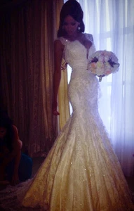 Sexy Mermaid Lace Beaded Sequins Wedding Dresses Lace Bridal Gowns 2 4 6 8 10 12 - Picture 1 of 7