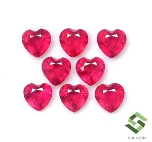 Natural Ruby Heart Shape Cut 6 mm Lot 08 Pcs 9.35 CTS Calibrated Loose Gems GF - Picture 1 of 8