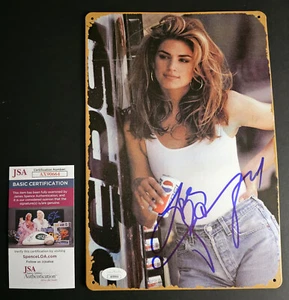 Pubblicità Pepsi in metallo firmata CINDY CRAWFORD autentica JSA - bella auto blu audace! - Foto 1 di 4