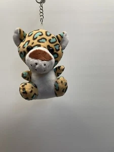 Schlüsselanhänger Plüsch blau gepunktet Leopard - Bild 1 von 4