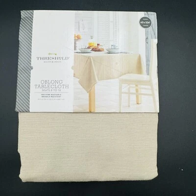 Threshold Natural Solid Dark Beige Tablecloth 100% Cotton 60" x 104" Size - Image 1 of 4