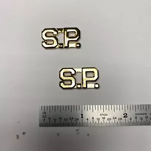 SP - Gold Police Collar Brass - Pin and Clutch Backing - NEW - Rank Insignia - Picture 1 of 3