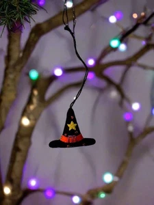 Primitive Handcrafted Halloween Felt 2” Black Witch Hat Ornament - Picture 1 of 3