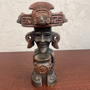 Vintage Maya Feuer Gott Statue Keramik Figur bewegliche Augen 7" groß Top Zustand - Bild 1 von 13