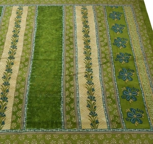 Sushila Vintage Saree 100% Pure Georgette Silk Printed Floral Green Craft Fabric - Picture 1 of 9