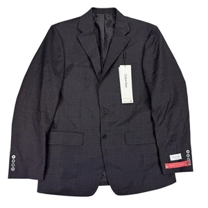 Calvin Klein Mens X Slim Fit Wool Blend Stretch Suit Jacket Navy Burgundy 40R - Picture 1 of 6