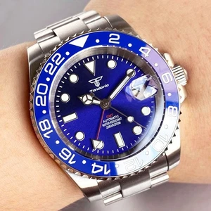 Reloj de buceo automático NH34 para hombre GMT 200m impermeable esfera azul cristal de zafiro 40 mm - Imagen 1 de 7
