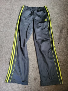 Boy's Adidas 3 Stripe Gray / Green Stretch Waist Track Pants Size XL 16-18 - Picture 1 of 4