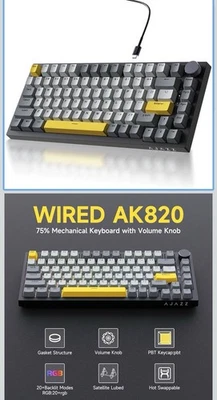 Ajazz AK820 75% Gasket-mounted Wired Mechanical Keyboard with Sound Dampening - Image 1 of 4