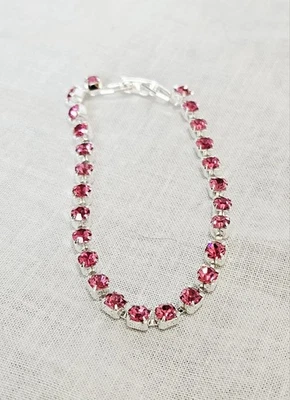 Pulsera Tono Plata Hecha con Cristales Swarovski Rosa J14-3507 Foto 1 de 4