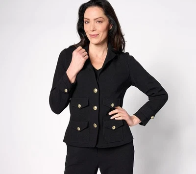 Blazer Joan Rivers Alfombra Roja Elástico Piqué Botón Delantero - Talla XL a635988 Foto 1 de 4