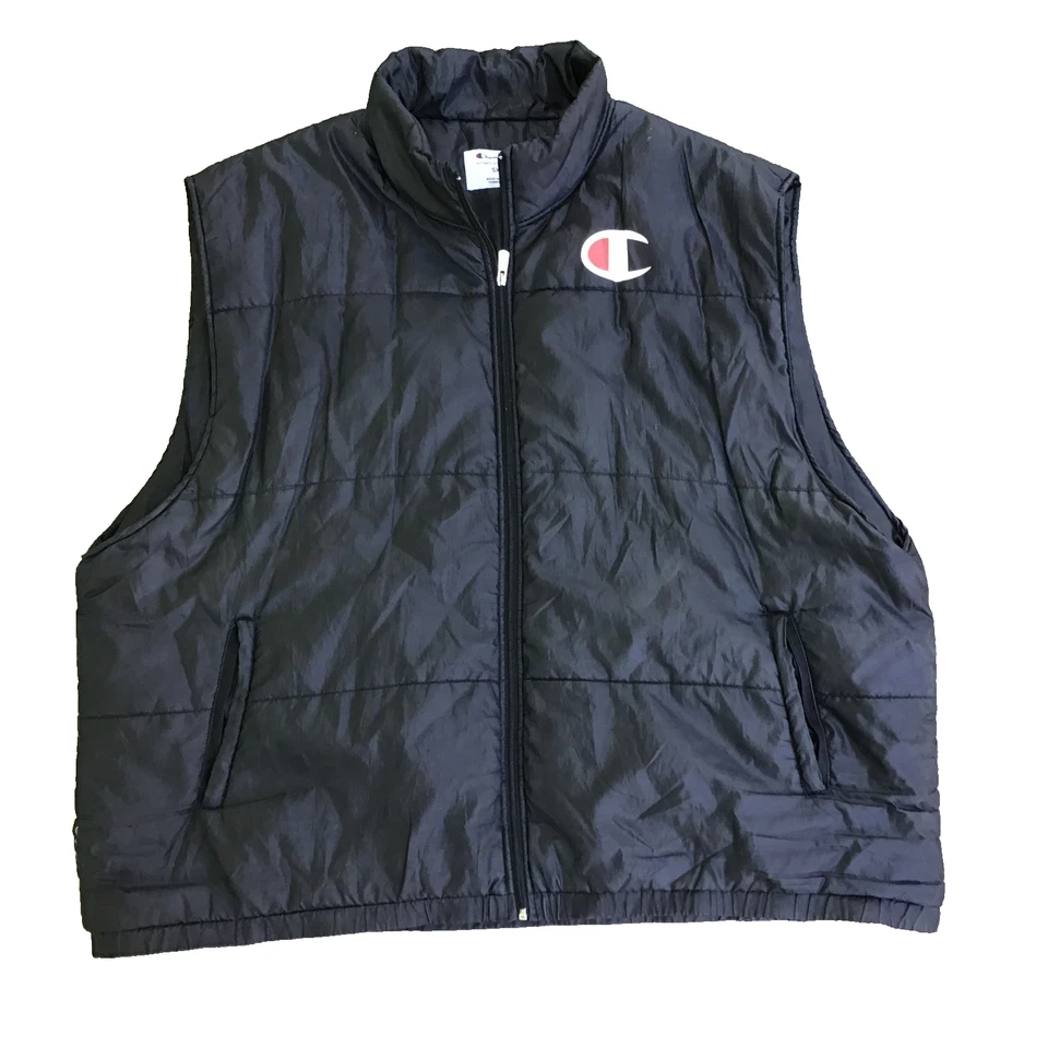 Chaleco acolchado Champion para hombre 5XL negro cremallera completa bolsillos sin mangas Foto 1 de 4