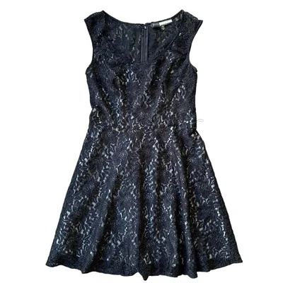 Vestido de cóctel Plenty by Tracy Reese Audrey de encaje negro plateado talla Petite 6 Foto 1 de 4