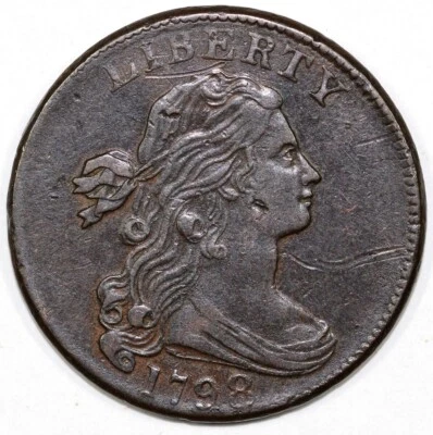 1798 1c S-166 2nd Hairstyle Large 8 Draped Bust Large Cent *LDS* - Image 1 of 2