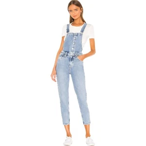 Free People Blue Light Denim Shelby Stone Beach Apron Front Overall Size 25 - Picture 1 of 8